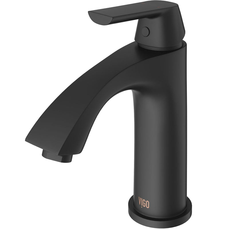 VIGO Penela Single Handle Single Hole Bathroom Sink Faucet, Matte Black, M8