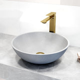 VIGO Ravenna Gothic ConcretoStone Grey Bathroom Sink/Basin Set with Dunn Faucet and Round Vessel