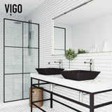 VIGO Roma Glass Square Vessel Bathroom Sink/Basin with Rounded Edges & Deep Bowl, Black