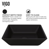 VIGO Roma MatteShell Matte Black Bathroom Sink/Basin Set with Lexington Faucet and Glass Square Vessel