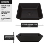 VIGO Roma MatteShell Matte Black Bathroom Sink/Basin Set with Lexington Faucet and Glass Square Vessel