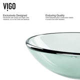 VIGO Round Glass Vessel Bathroom Sink/Basin with Repellent Seal Coating, Crystalline