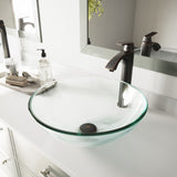 VIGO Round Glass Vessel Bathroom Sink/Basin with Repellent Seal Coating, Crystalline