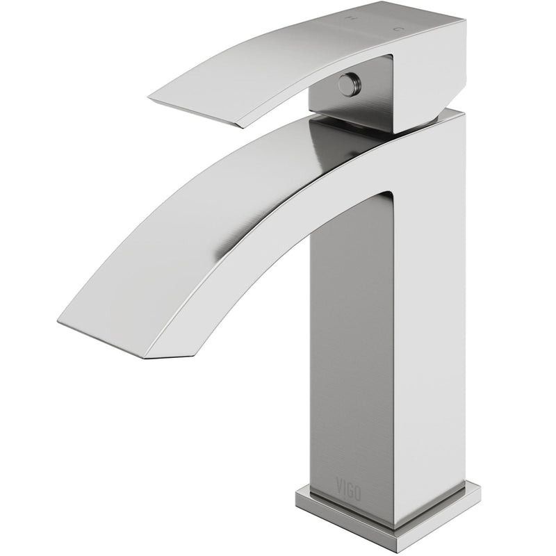 VIGO Satro Single Handle Single Hole Bathroom Sink Faucet, WaterSense Certified, Brushed Nickel U7