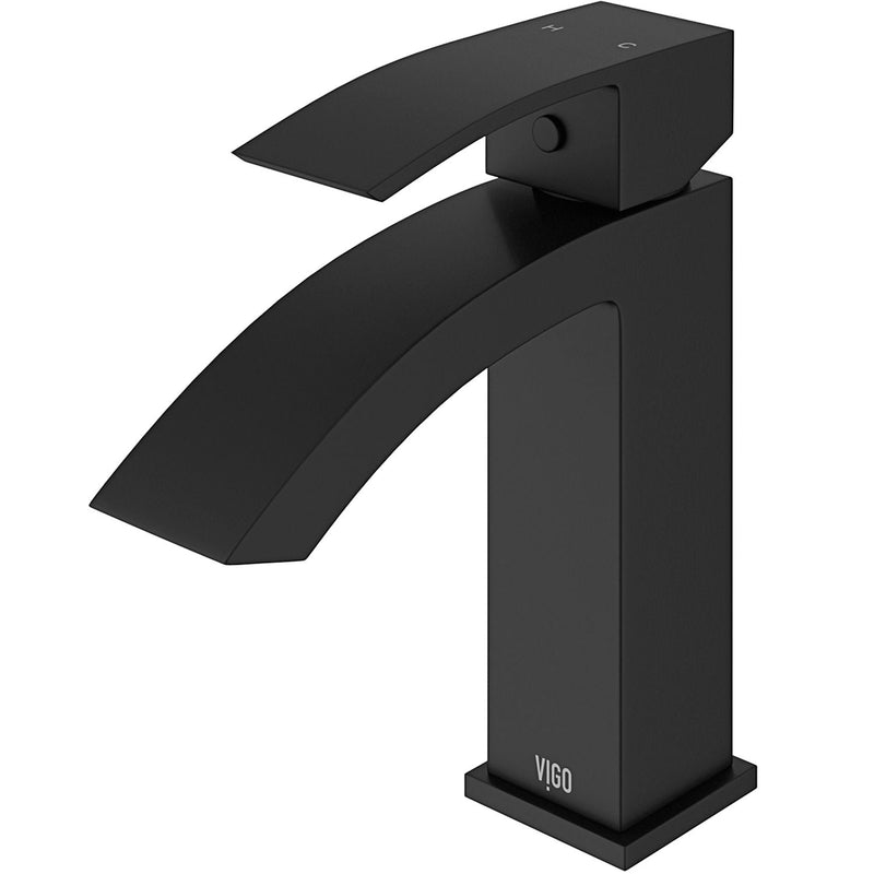 VIGO Satro Single Handle Single Hole Bathroom Sink Faucet, WaterSense Certified, Matte Black J8