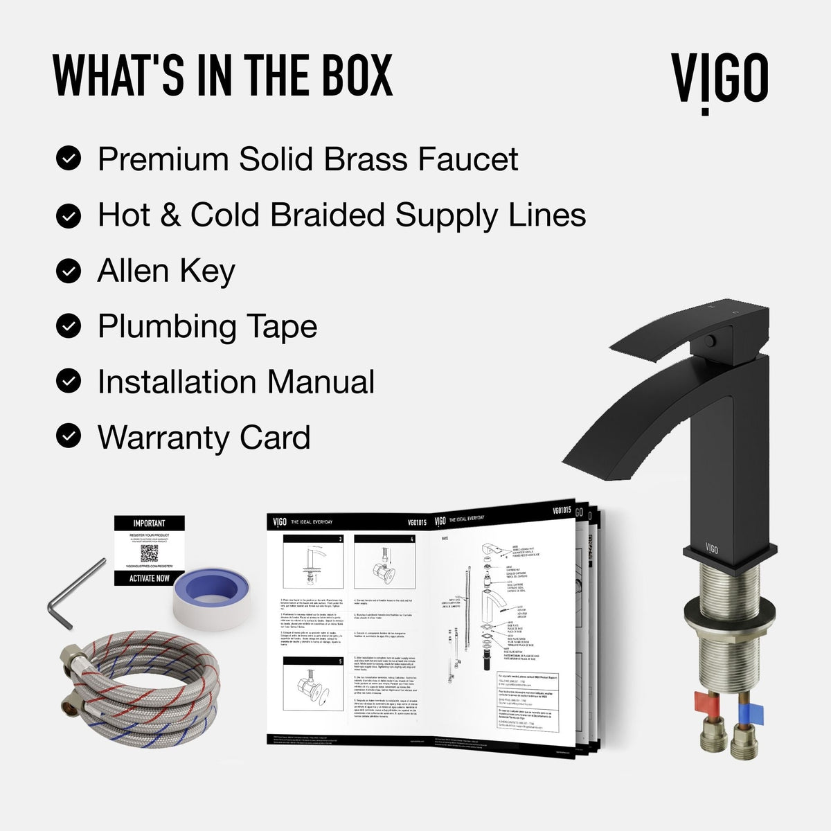 VIGO Satro Single Handle Single Hole Bathroom Sink Faucet, WaterSense Certified, Matte Black
