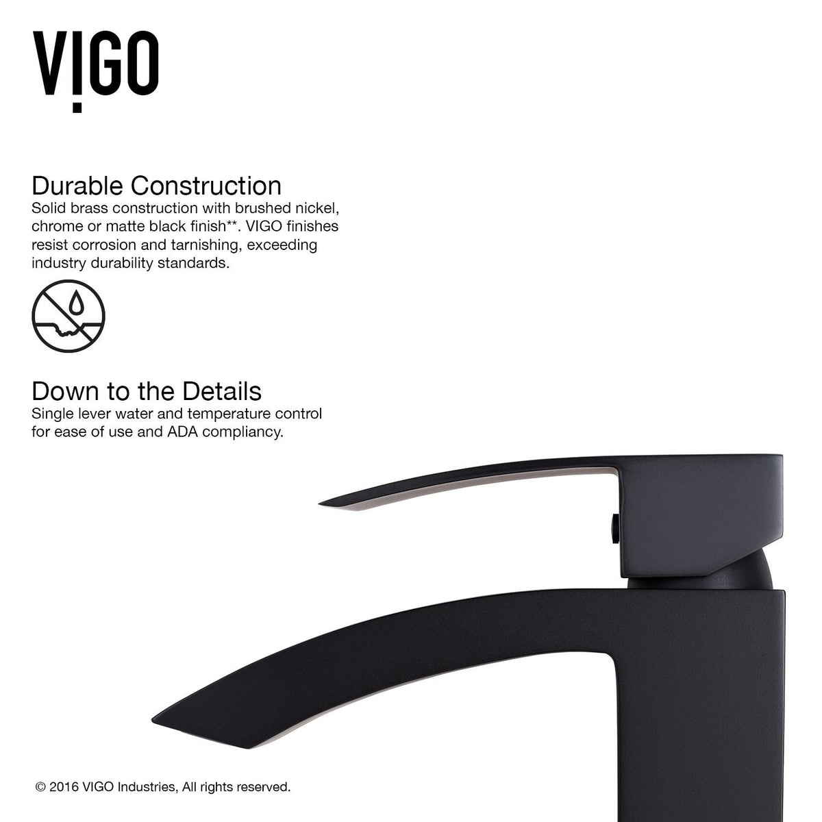 VIGO Satro Single Handle Single Hole Bathroom Sink Faucet, WaterSense Certified, Matte Black