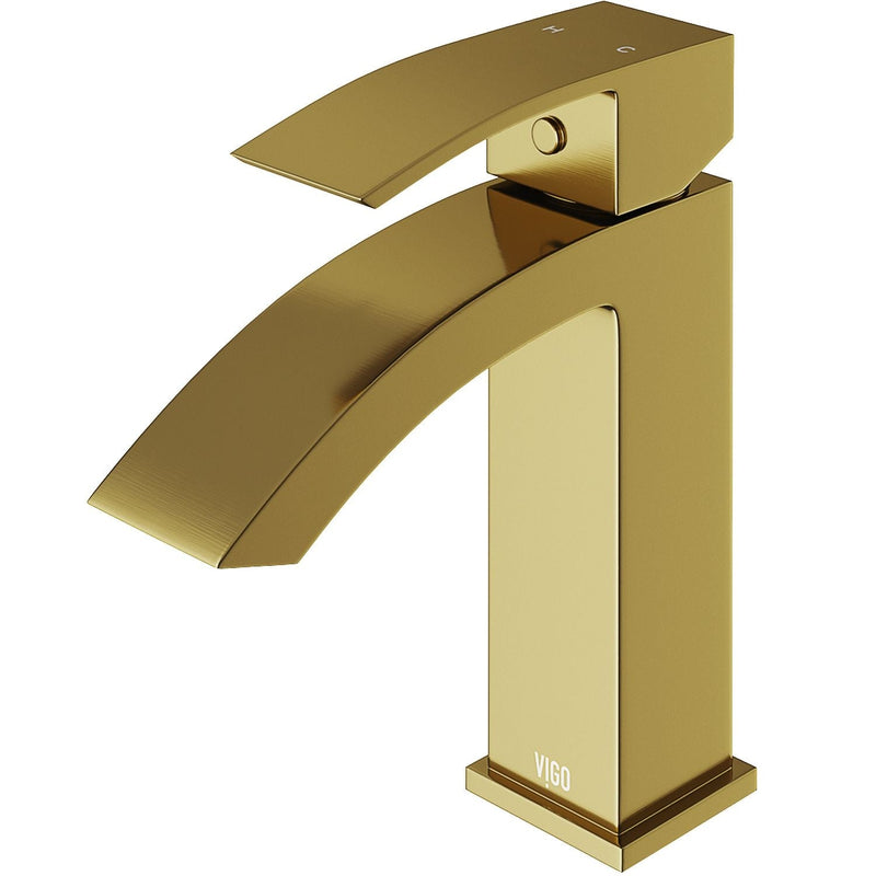 VIGO Satro Single Handle Single Hole Bathroom Sink Faucet, WaterSense Certified, Matte Gold B7