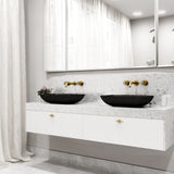 VIGO Sottile MatteShell Matte Black Bathroom Sink/Basin Set with Cass Wall Mount Faucet and Glass Rectangular Vessel