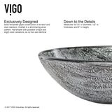 VIGO Titanium Glass Slate Grey Bathroom Sink/Basin Set with Niko Faucet and Round Vessel
