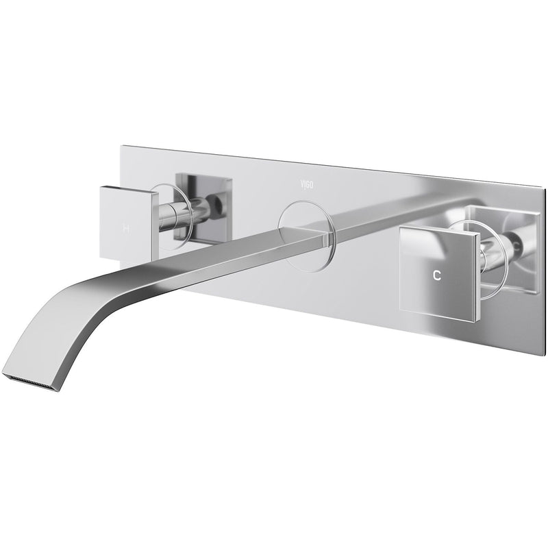 VIGO Titus Wall Mount Dual Handle Bathroom Sink Faucet, Eco-Friendly 1.2 GPM Flow Rate, Chrome K2