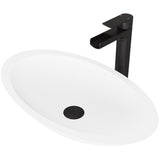 VIGO Wisteria MatteStone White Bathroom Sink/Basin Set with Amada Faucet and Oval Composite Vessel