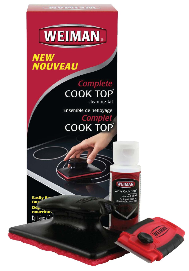 Weiman Complete Glass Cooktop Cleaning Kit, 3-pc, Include Scrub Pad, Scraper and Cleaning Solution E9