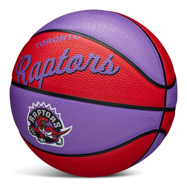 Wilson NBA Toronto Raptors Kids' Mini Outdoor Basketball, Size 3 (22.5-in), Purple/Red P2