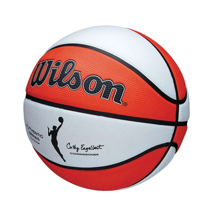 Wilson WNBA Authentic Series Youth Kids' Outdoor Basketball, Size 6 (28.5-in), Orange/White B7
