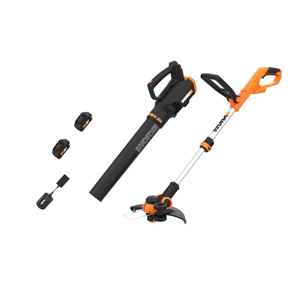 WORX WG929 20V Power Share Cordless Grass Trimmer & Leaf Blower Combo Kit I5