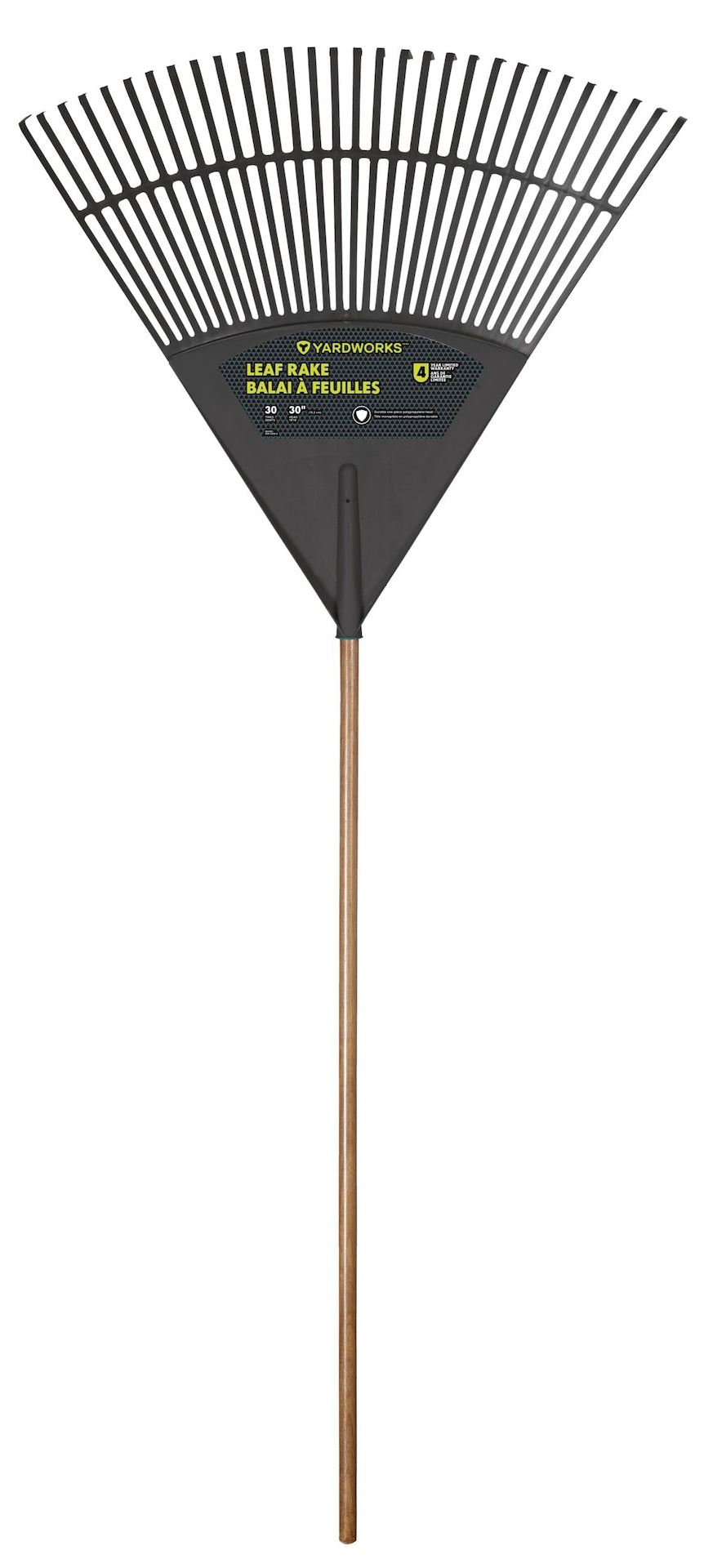 Yardworks 30-Tine Jumbo Leaf Rake with Hardwood Shaft, 30-in