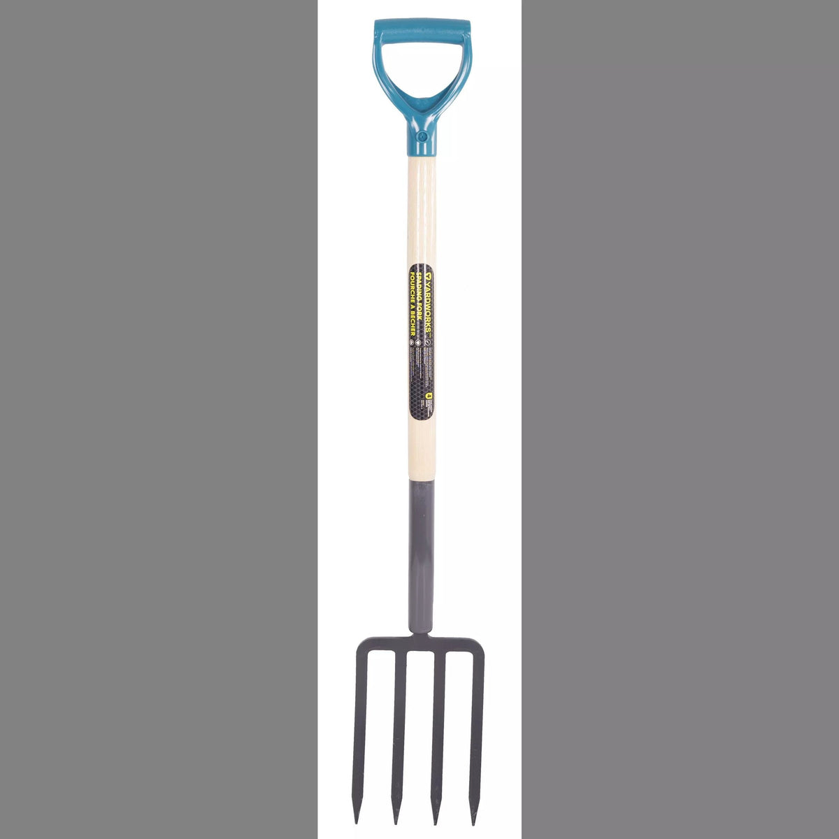 Yardworks Tempered-Steel 4-Tine D-Grip Garden Fork, 30.5-in Wooden Shaft