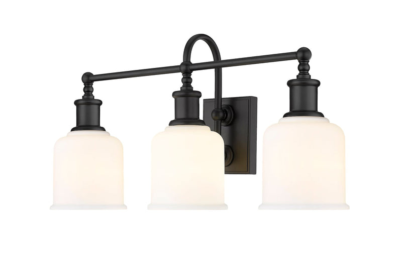 Z-Lite Bryant 3-Light Vanity Light, Black with Opal Shade E1