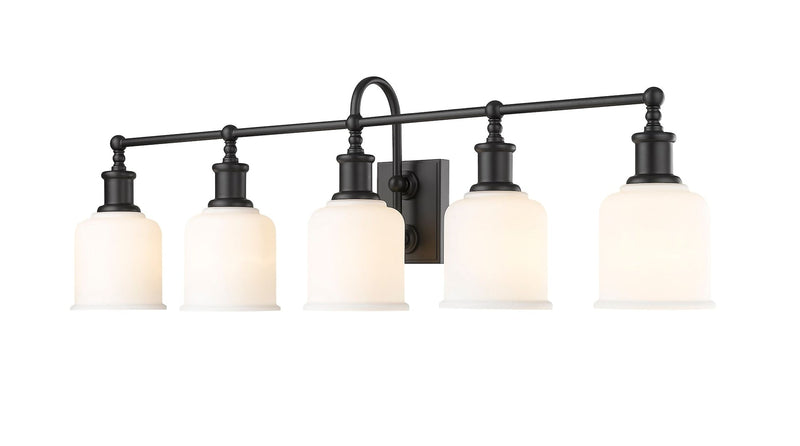 Z-Lite Bryant 5-Light Vanity Light, Black with Opal Shade Q3