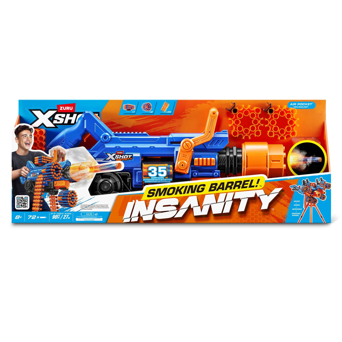 Zuru X-Shot Insanity Smoking Barrel Foam Dart Toy Blaster with 72 Darts