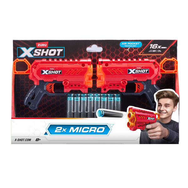 Zuru X-Shot Micro Foam Dart Blaster, Includes 16 Darts, 2-pk, Ages 8+ G9